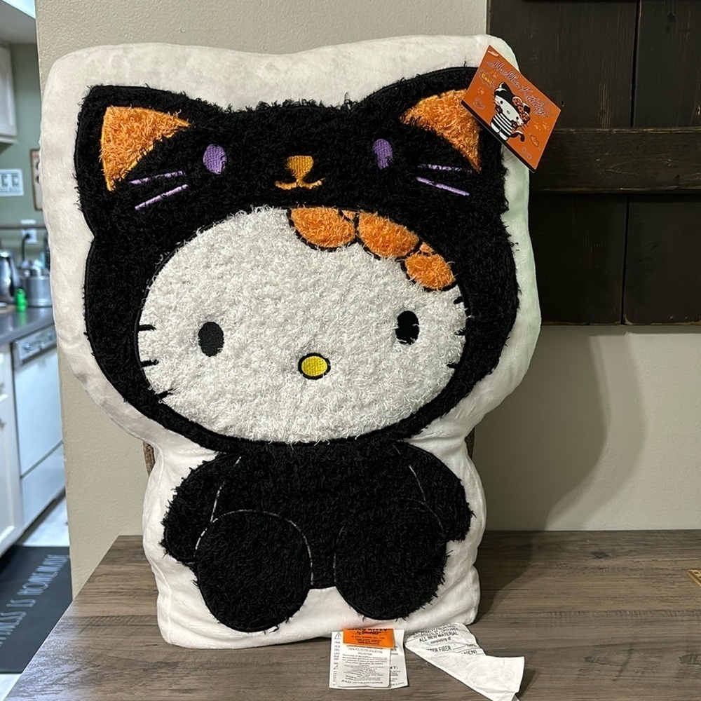 NWT HELLO KITTY BLACK CAT COSTUME LARGE HALLOWEEN THROW PILLOW